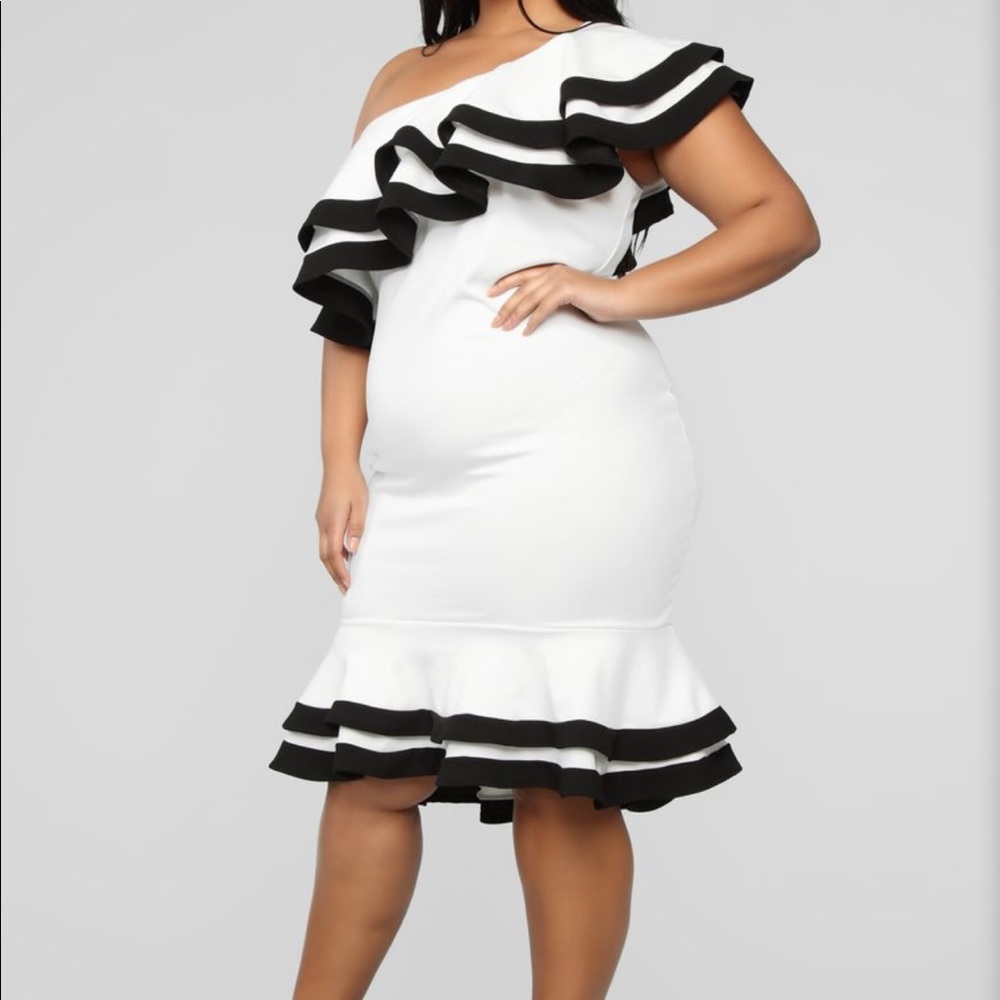 Black and white midi dress